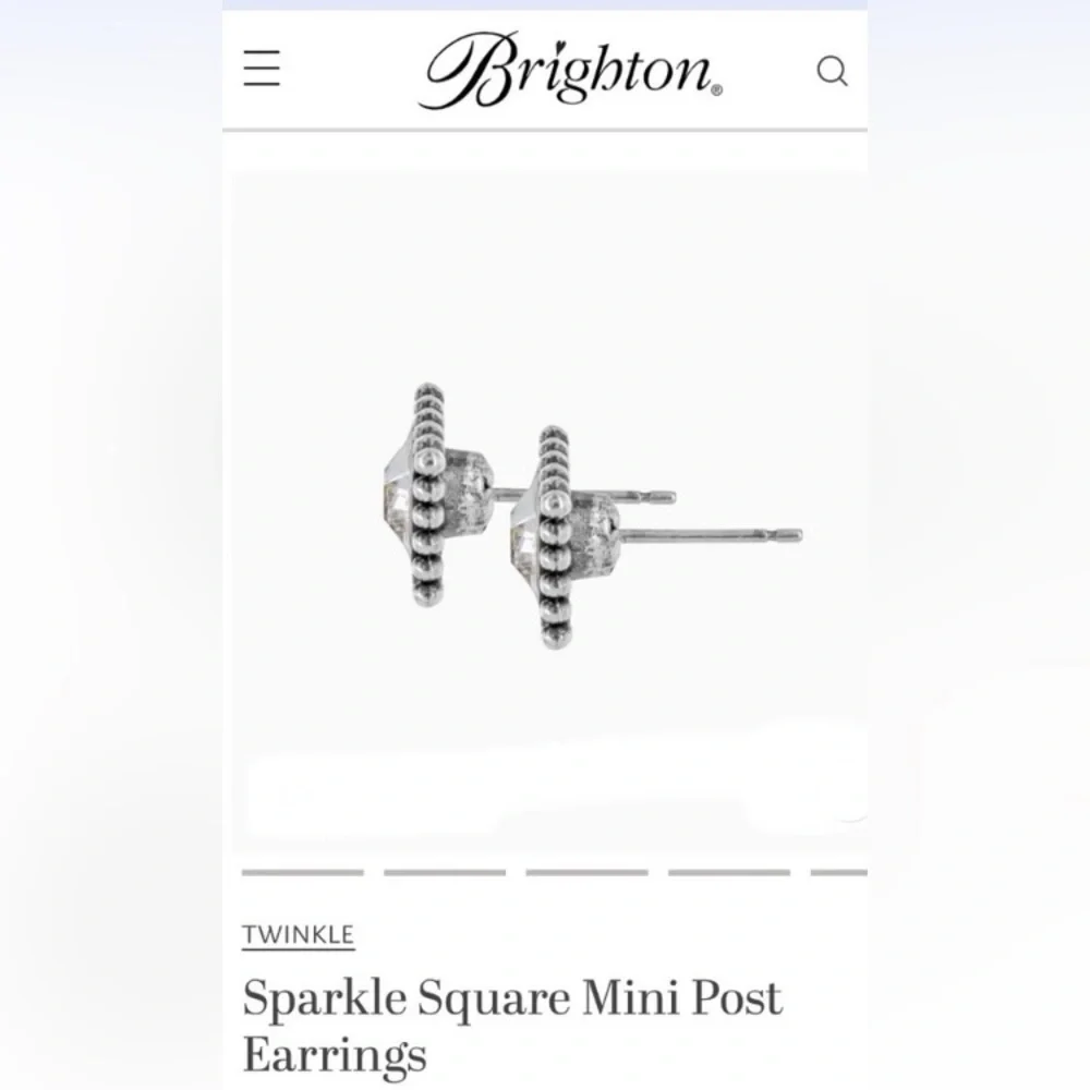 Brighton Silver Sparkle Square Earrings. New with tags, and gift bag. - Picture 3 of 8